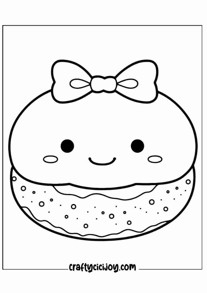 cute doughnut coloring printable page for 34