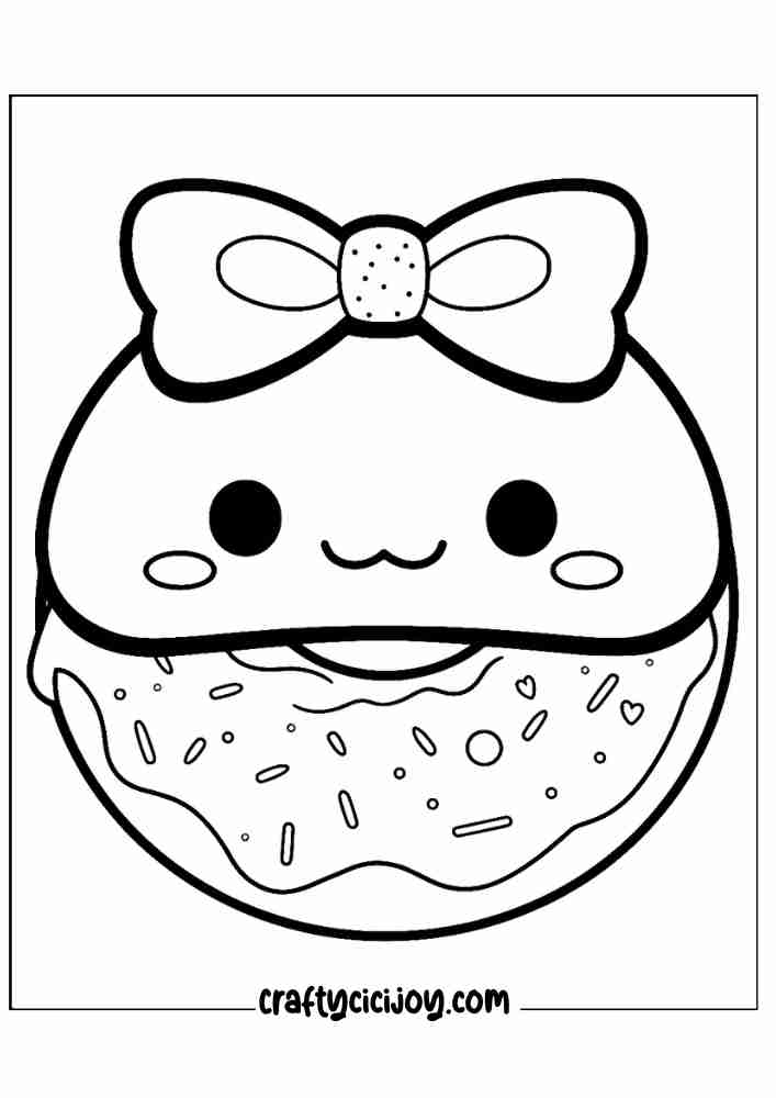 cute doughnut coloring printable page for 35