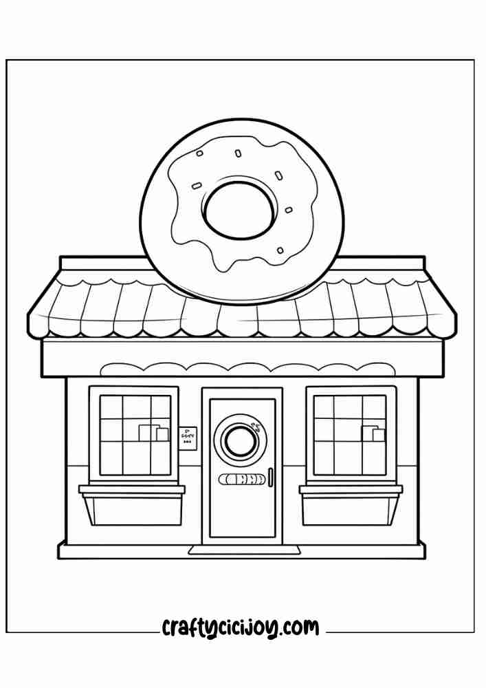 cute doughnut coloring printable page for 36