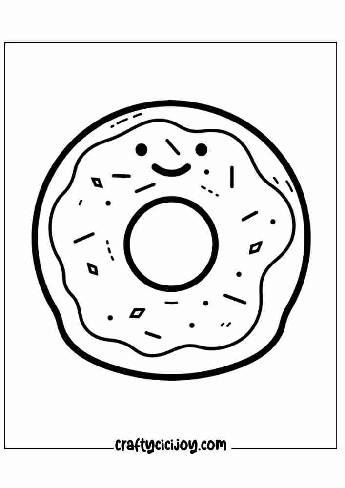 cute doughnut coloring printable page for 37