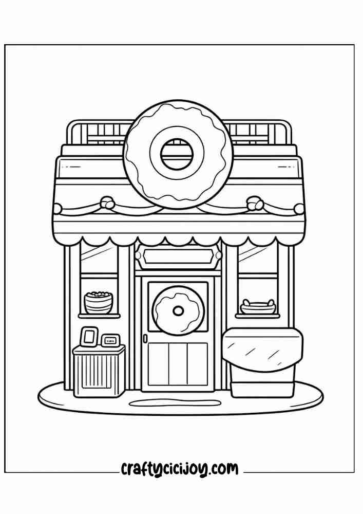 cute doughnut coloring printable page for 38