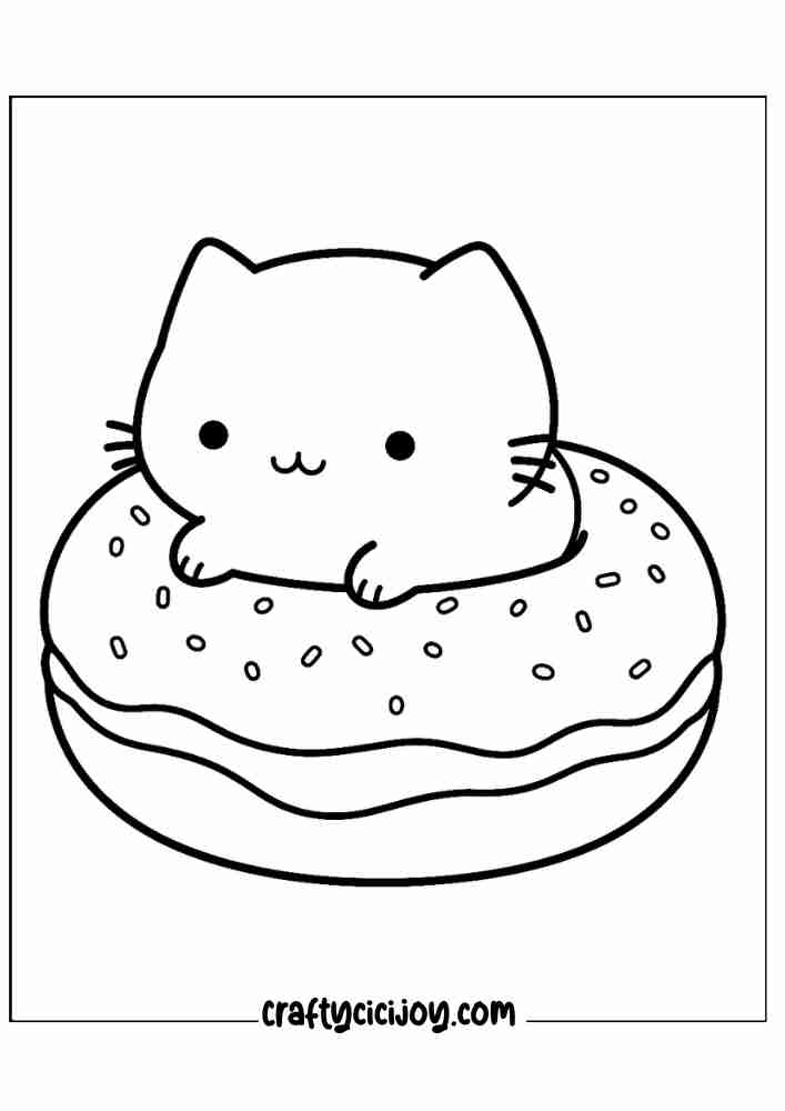 cute doughnut coloring printable page for 4