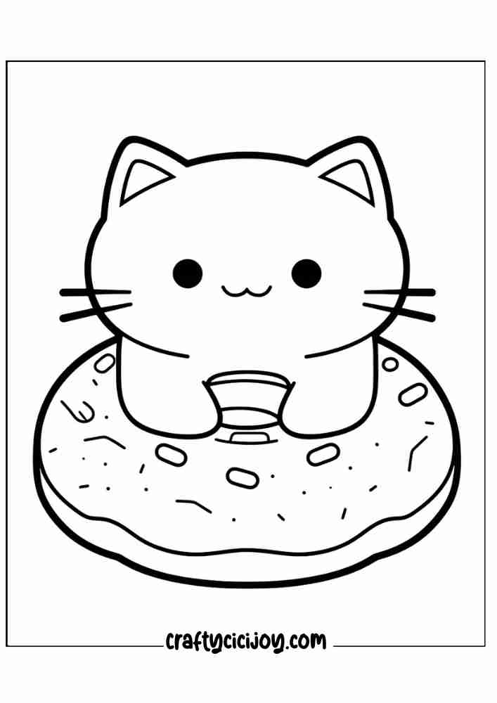 cute doughnut coloring printable page for 5