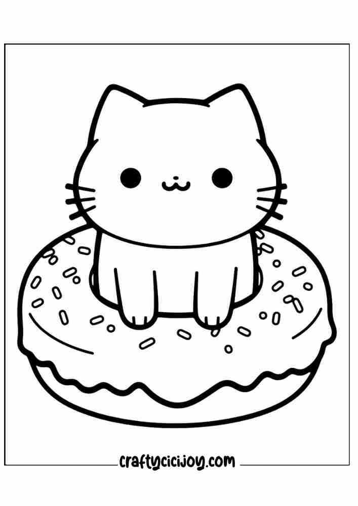 cute doughnut coloring printable page for 6
