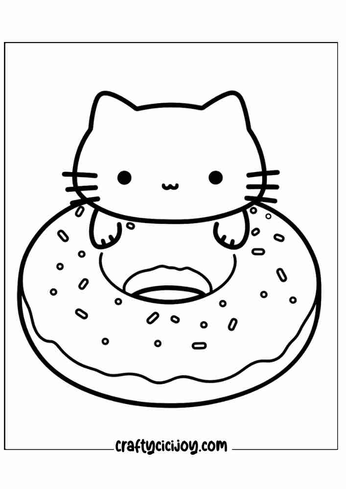 cute doughnut coloring printable page for 8