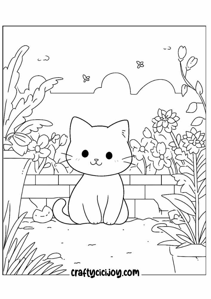 kitten-aesthetic-coloring-page