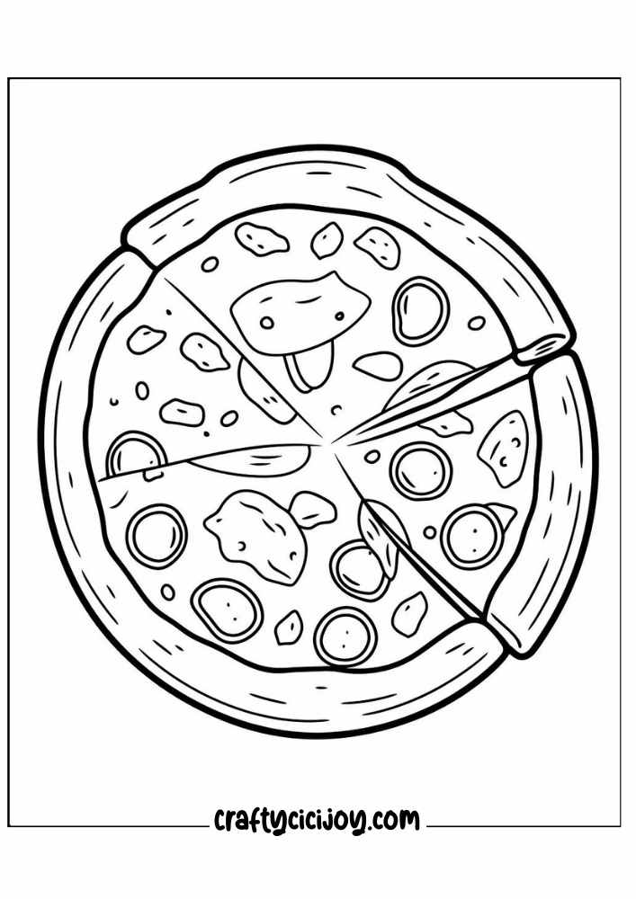 cute pizza coloring page 12