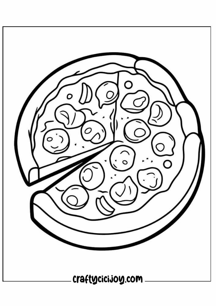 cute pizza coloring page 14