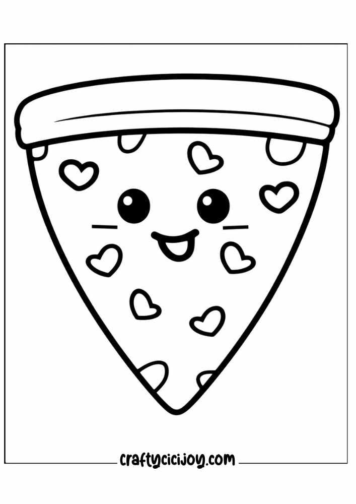 cute pizza coloring page 17