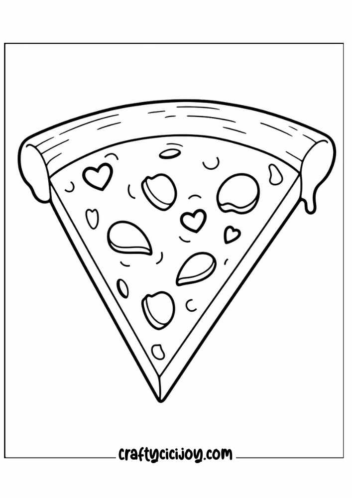 cute pizza coloring page 2