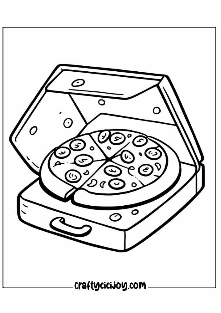 cute pizza coloring page 20