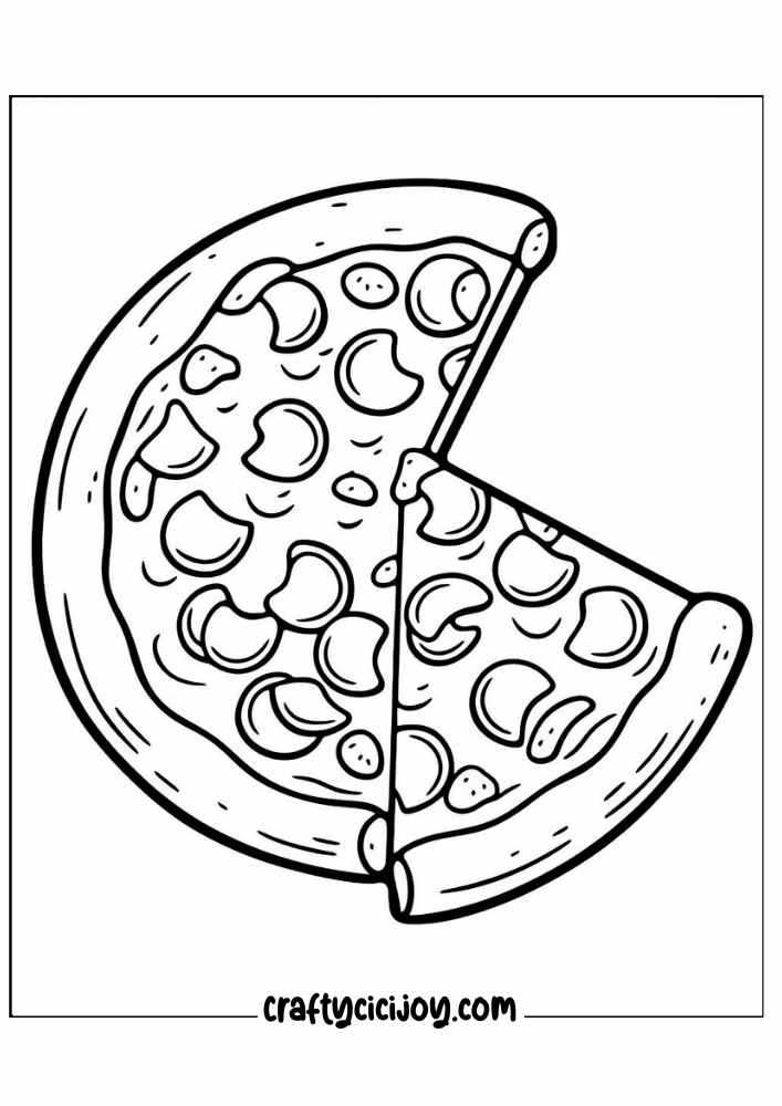 cute pizza coloring page 7
