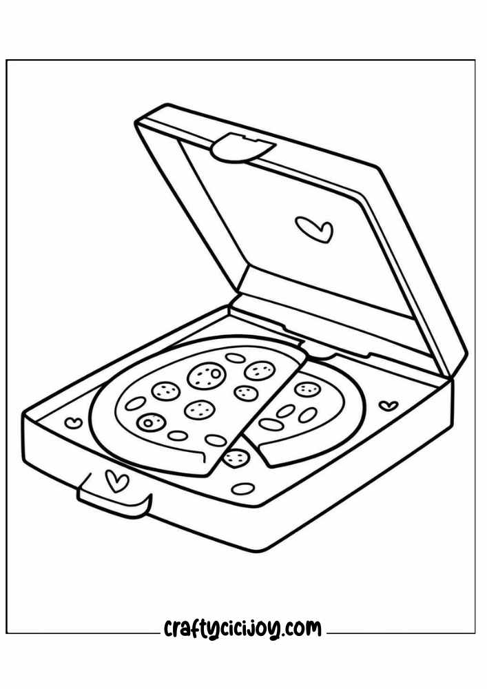 cute pizza coloring page