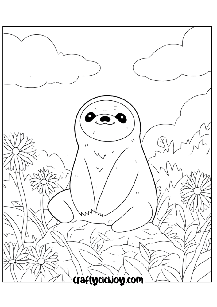 20 Cute Sloth Coloring Pages (100% Free PDF Printable) - Crafty Cici Joy