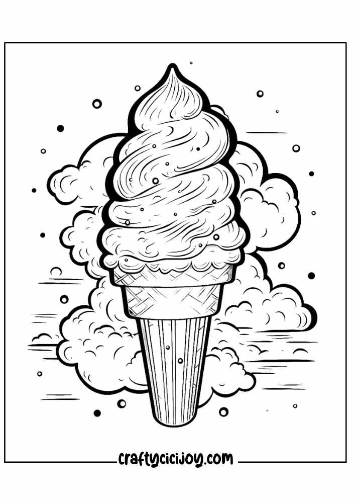 ice cream coloring page for adults 12