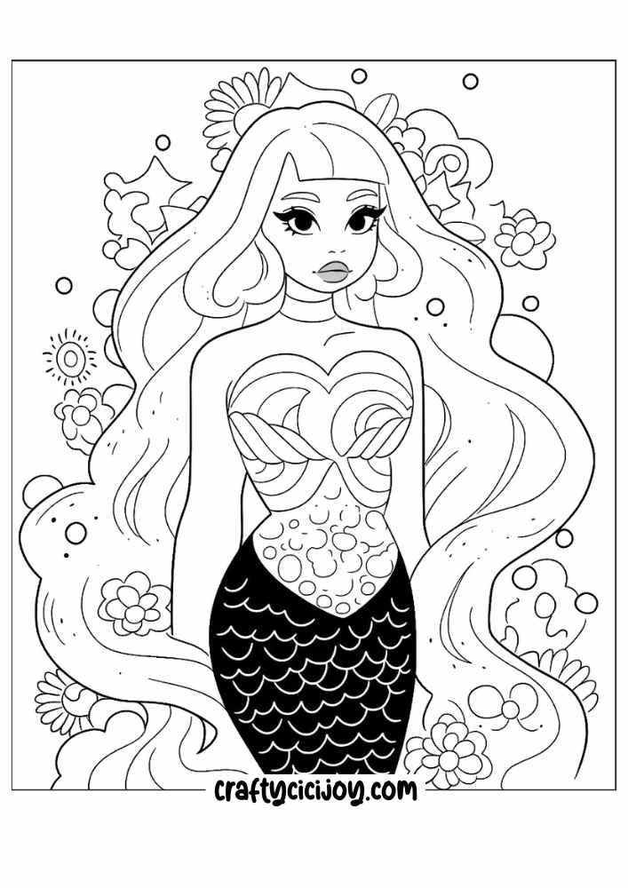 mermaid coloring pages 19