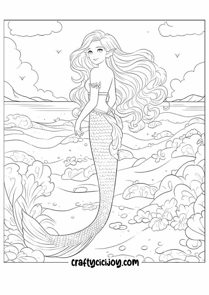 mermaid coloring pages 21