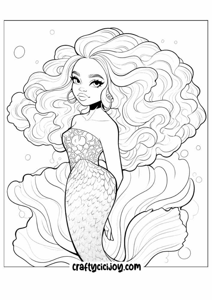 mermaid coloring pages 3