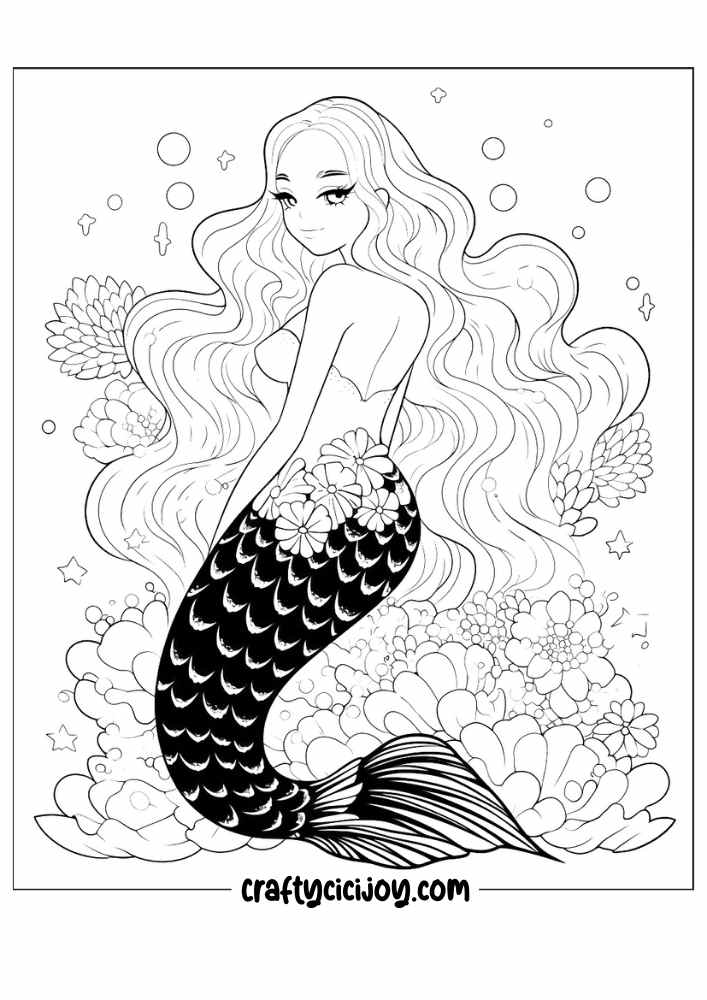 mermaid coloring pages 43