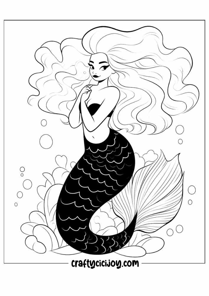 mermaid coloring pages 45