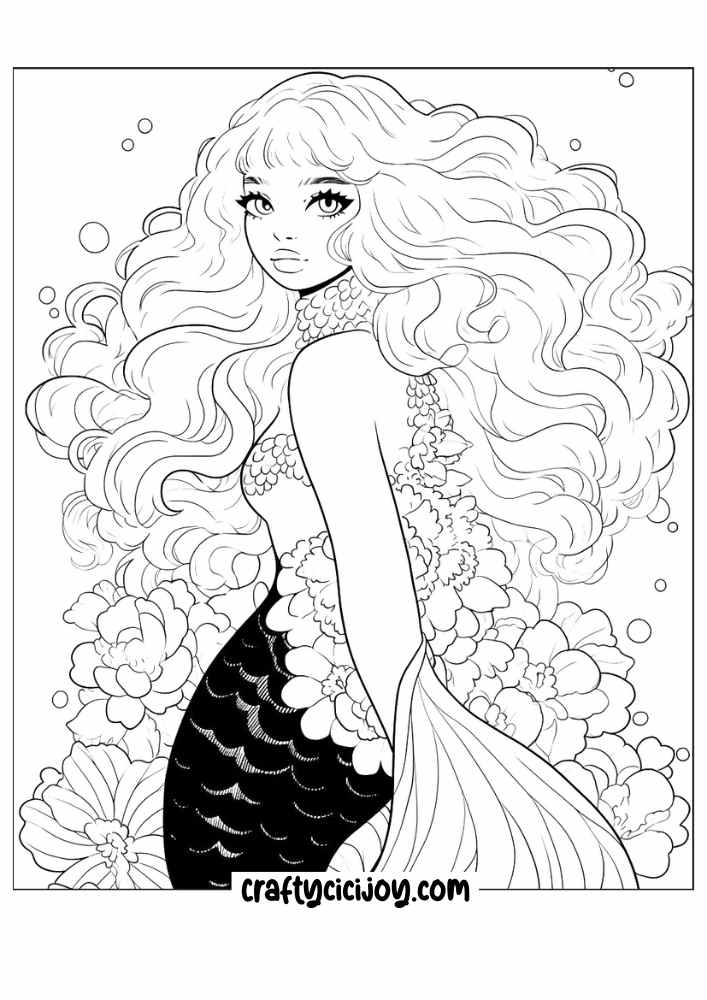 mermaid coloring pages 5