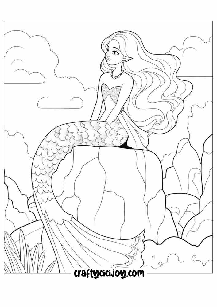 mermaid coloring pages 50