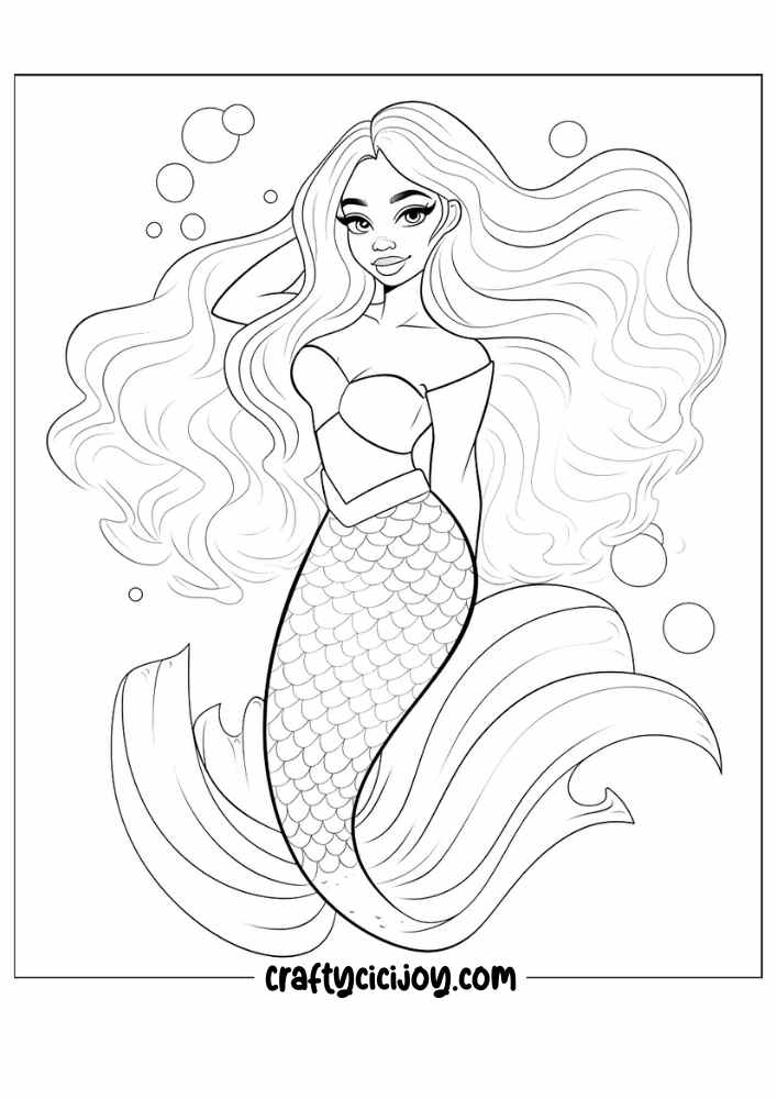 mermaid coloring pages 8