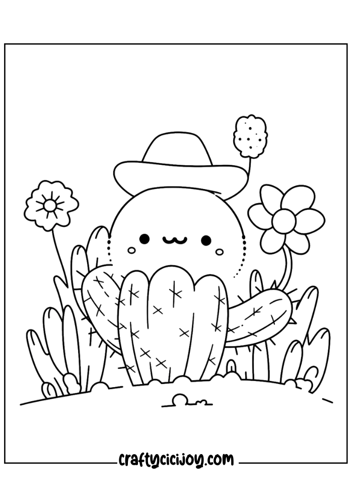 printable Cactus Coloring Page