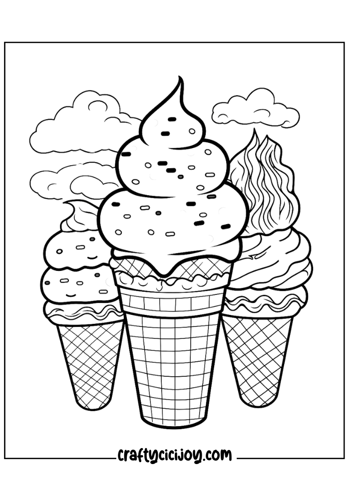 ice cream coloring page for adults 1