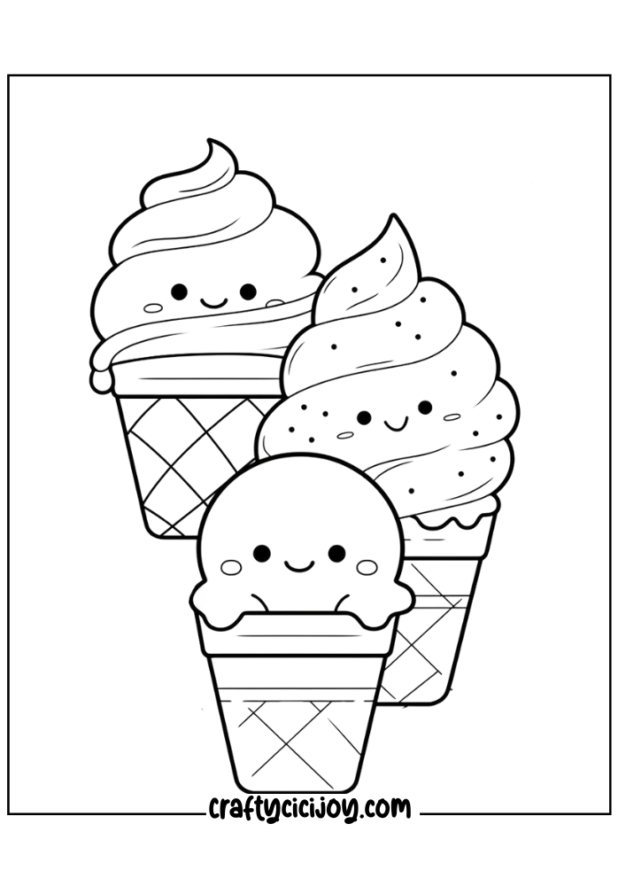 Ice-Cream Coloring Pages (100% Free PDF Printable) - Crafty Cici Joy