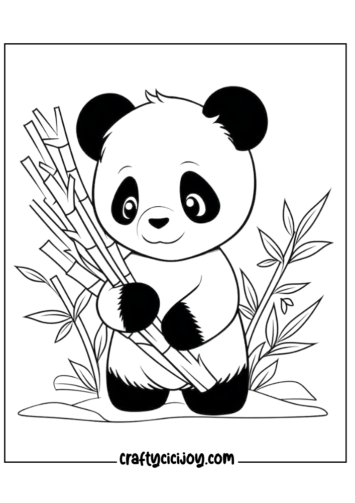 Cute Panda Coloring Page 1