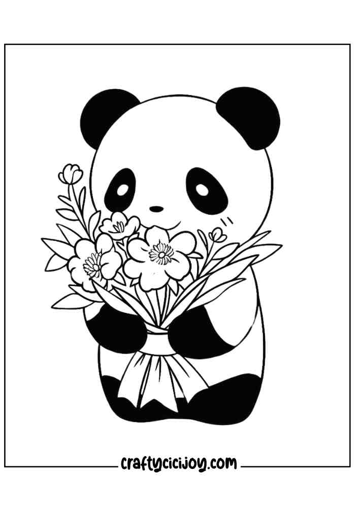 Cute Panda Coloring Page 14
