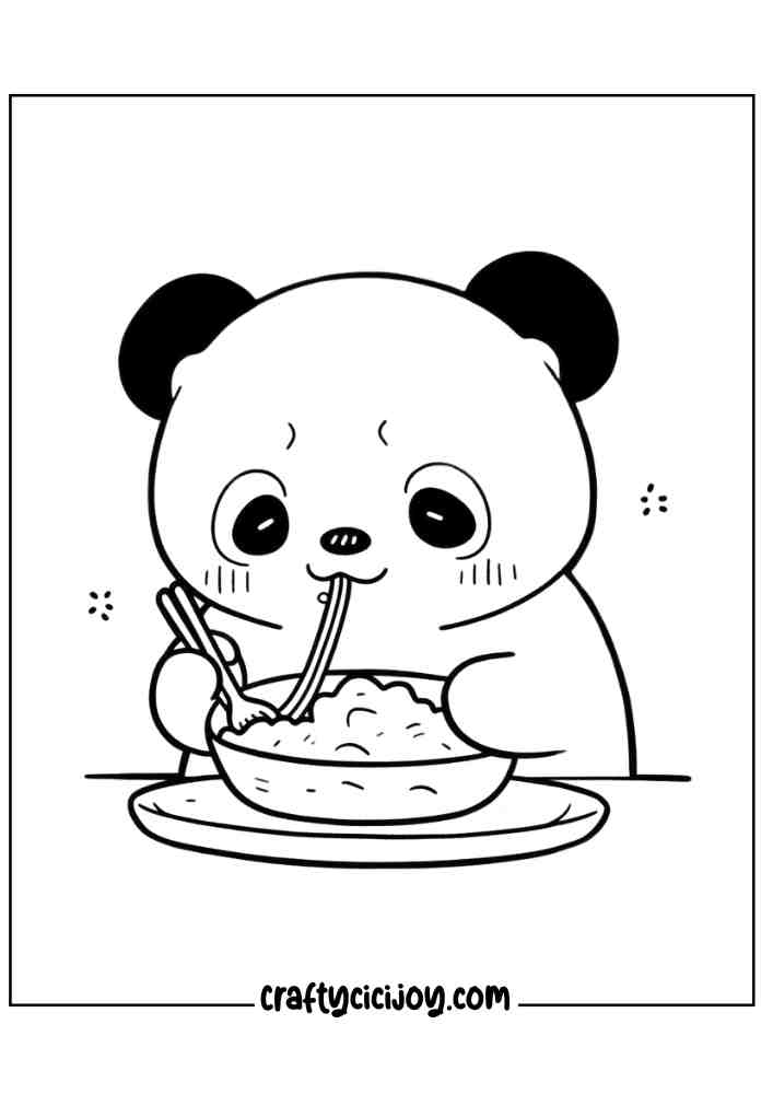 Cute Panda Coloring Page 2