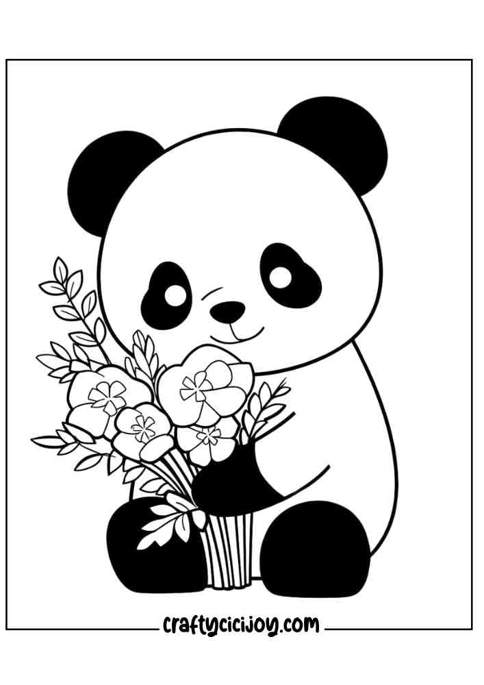 Cute Panda Coloring Page 27