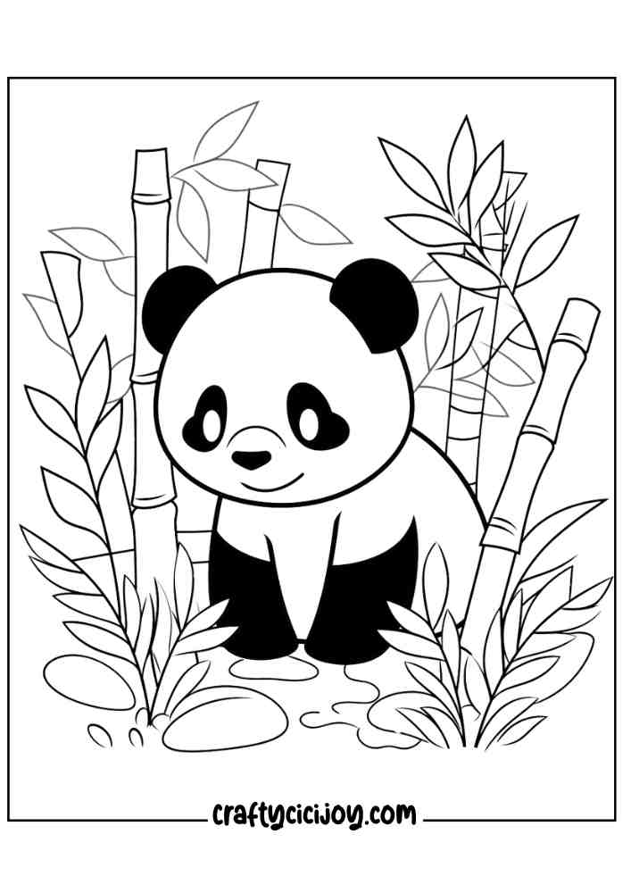 Cute Panda Coloring Page 4