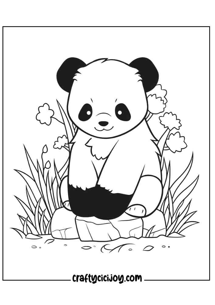 Cute Panda Coloring Page 5