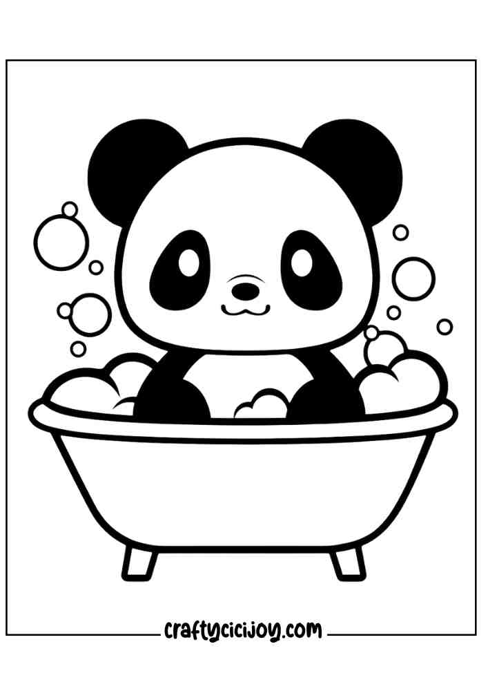 Cute Panda Coloring Page 6