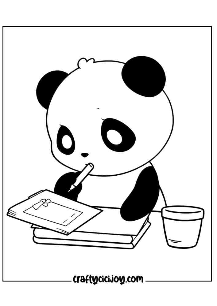 Cute Panda Coloring Page 9