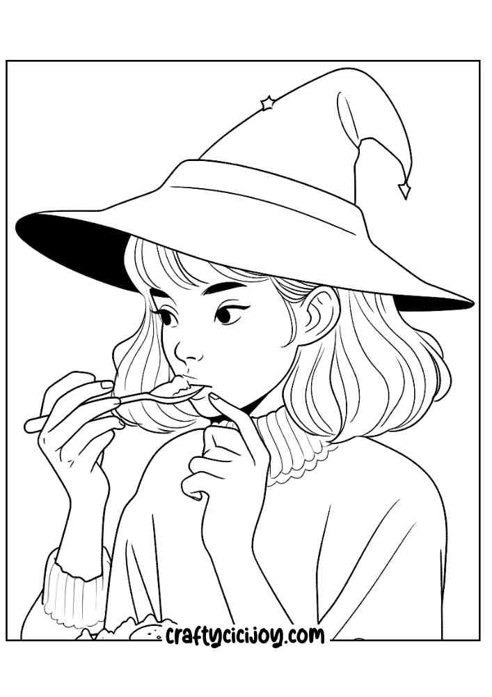 Easy Witch Coloring Pages 15