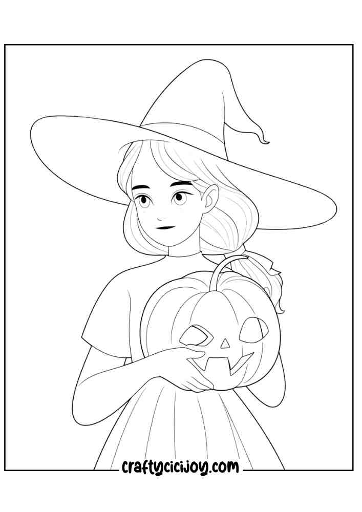 Easy Witch Coloring Pages 22