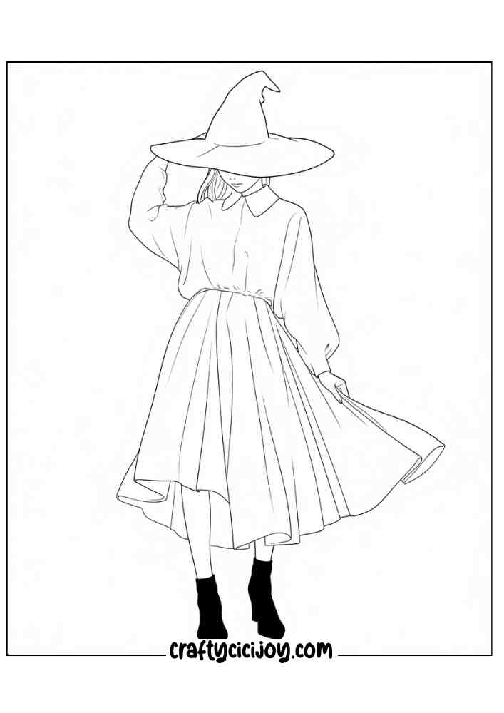 Easy Witch Coloring Pages 24
