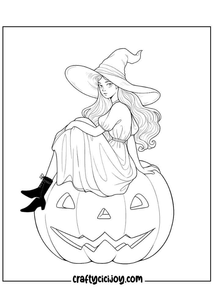 Easy Witch Coloring Pages 26