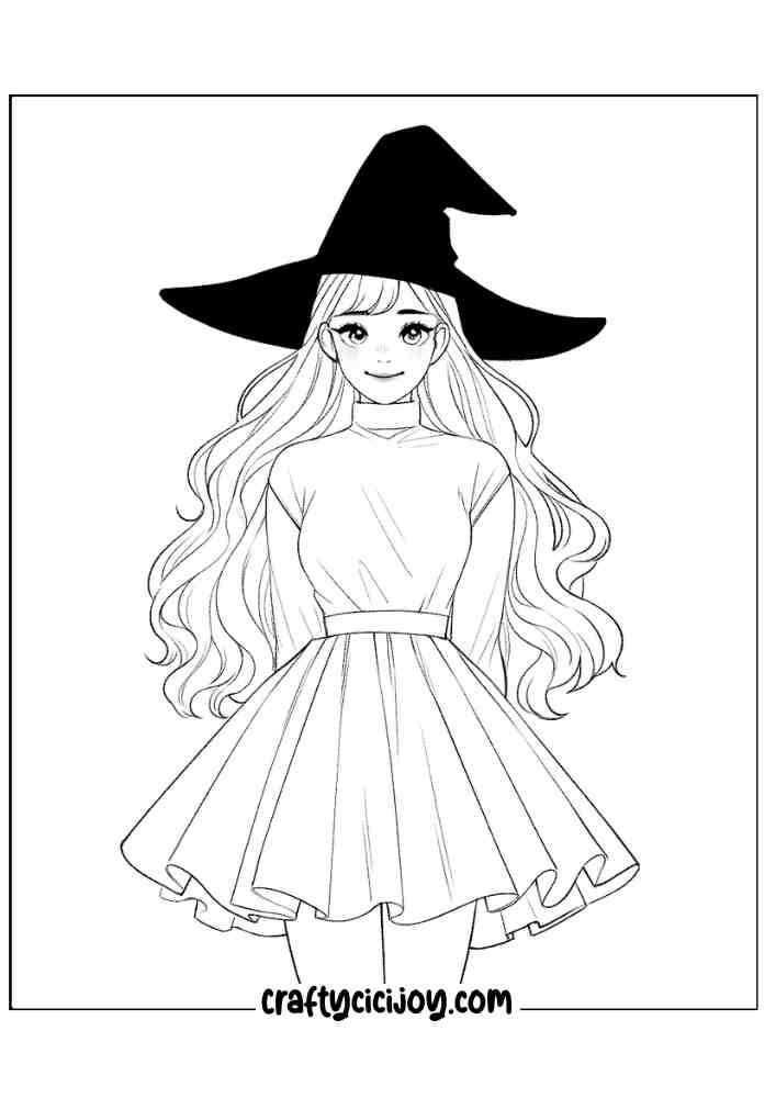 Easy Witch Coloring Pages 31