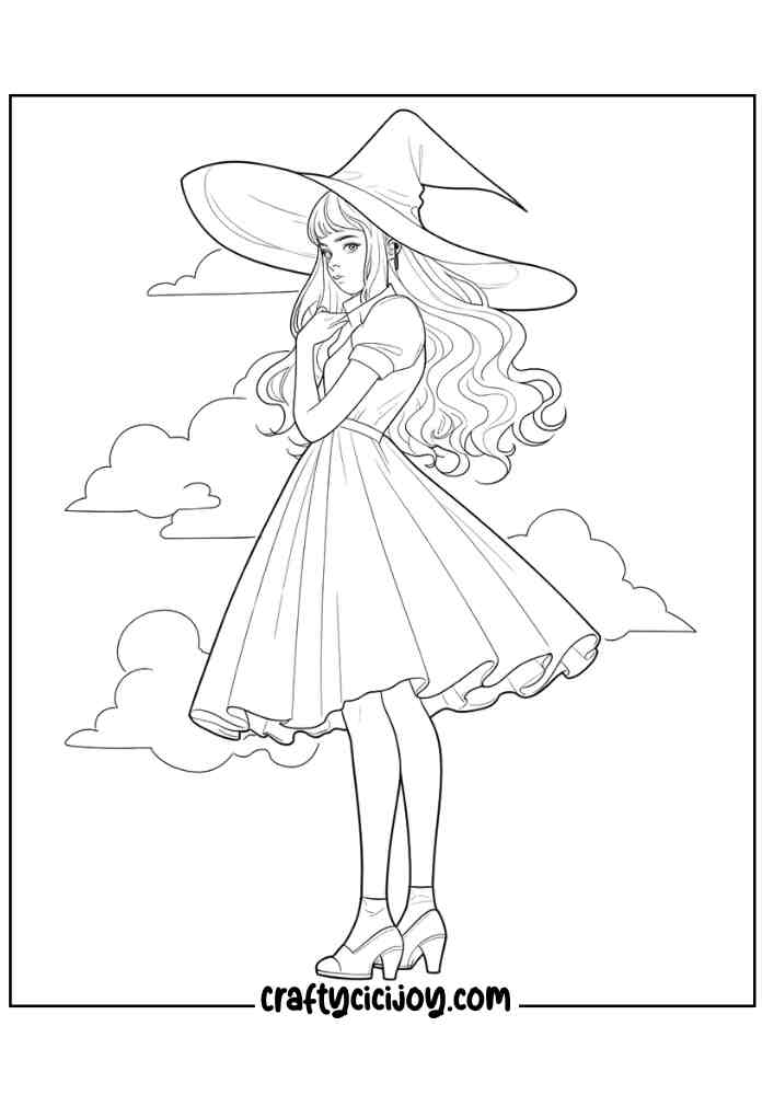 Easy Witch Coloring Pages 36