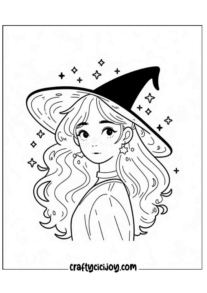 Easy Witch Coloring Pages 5