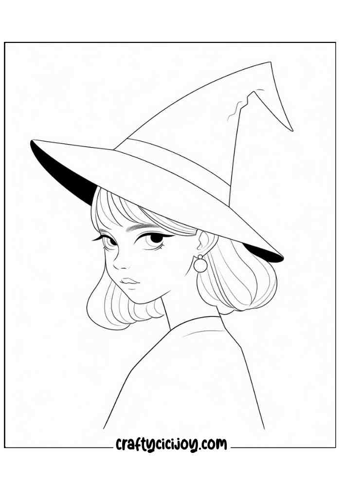 Easy Witch Coloring Pages 6