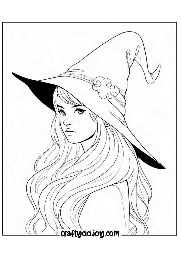 Easy Witch Coloring Pages 8