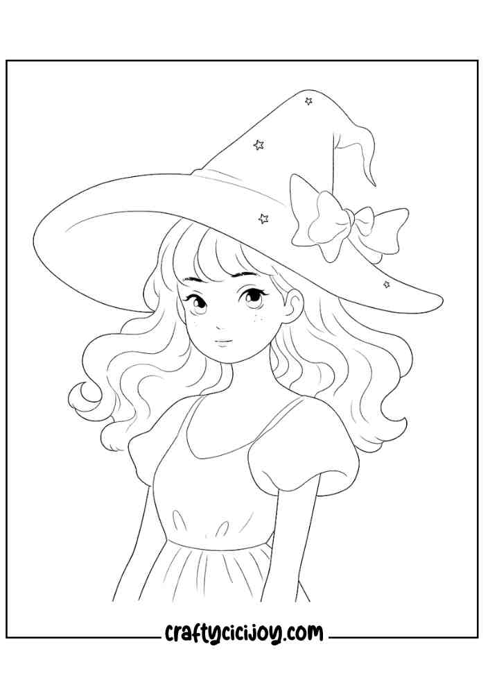 Easy Witch Coloring Pages 9