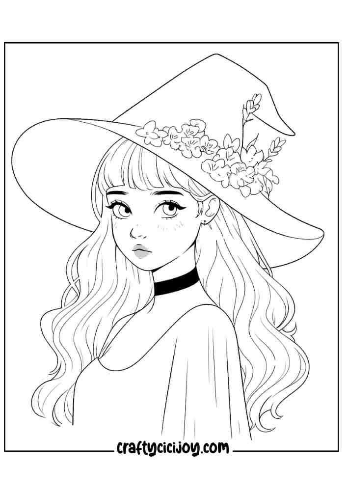 Easy Witch Coloring Pages