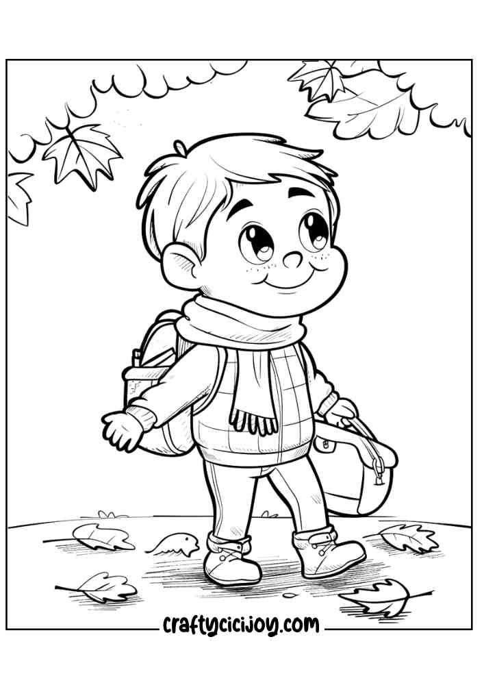 Fall Kids Coloring Pages 12